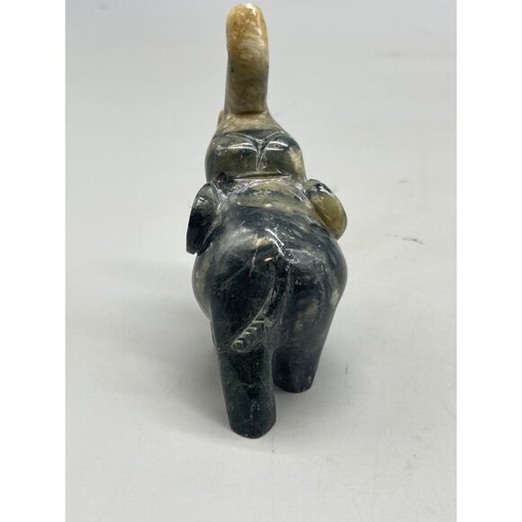marble elephant figurine decor ears trunk 4x4.5" animal shine READ - Picture 3 of 5